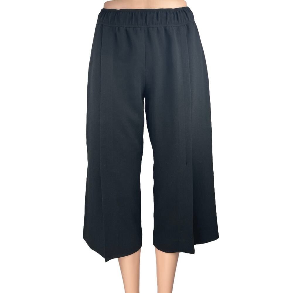 Club Monaco Black Wide Leg High Waist Cropped Culottes Palazzo Trousers Pants 0